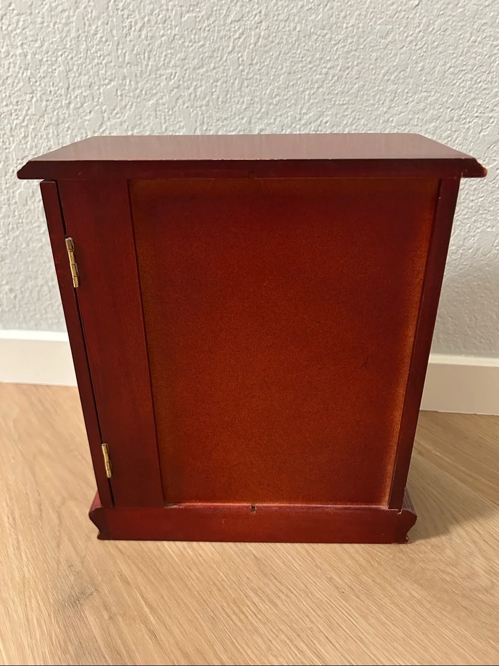 Red Wooden Jewelry Armoire with Glass Door Jewelry Wood Storage Cabinet-Small